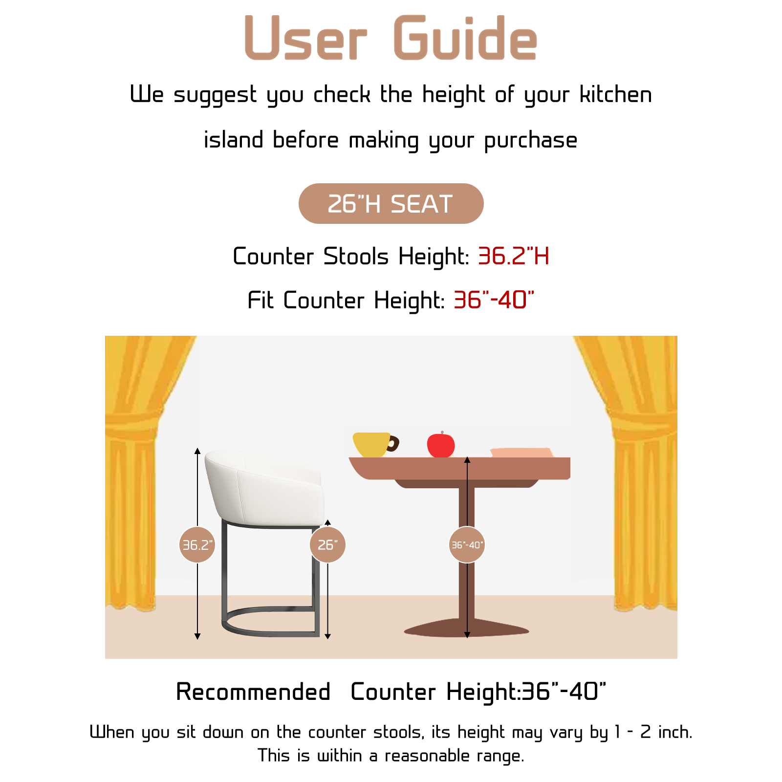 B317 26“ Counter Height Bar Stools - Image 3